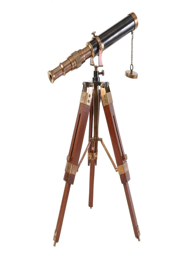 OCEAN REPLICAS Vintage 9-Inch Brass Telescope with Wooden Stand - Antique Nautical Marine Decor & Functional Collectible Gift - Image 4